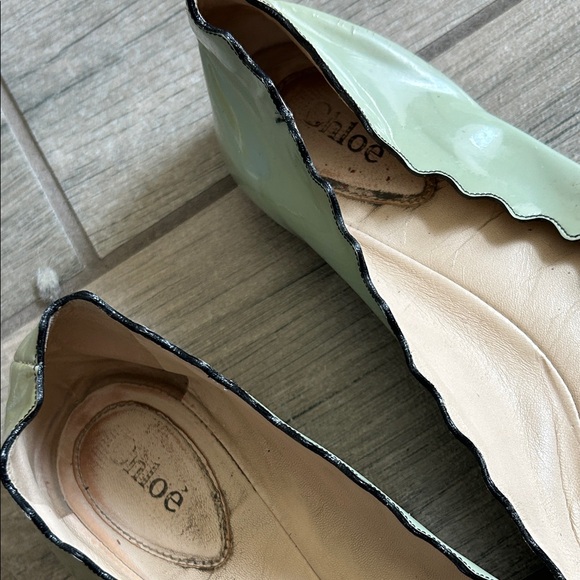 Chloe Women's Scalloped Ballet Flats in Light Sage - Picture 6 of 9